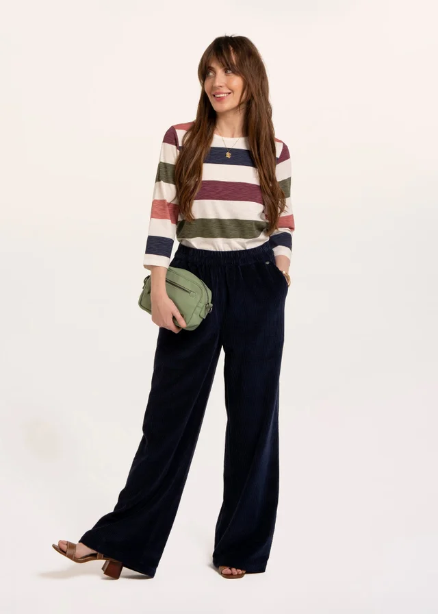 Brakeburn Multi Lulworth Multi Colour Stripe 3/4 Sleeve T-Shirt