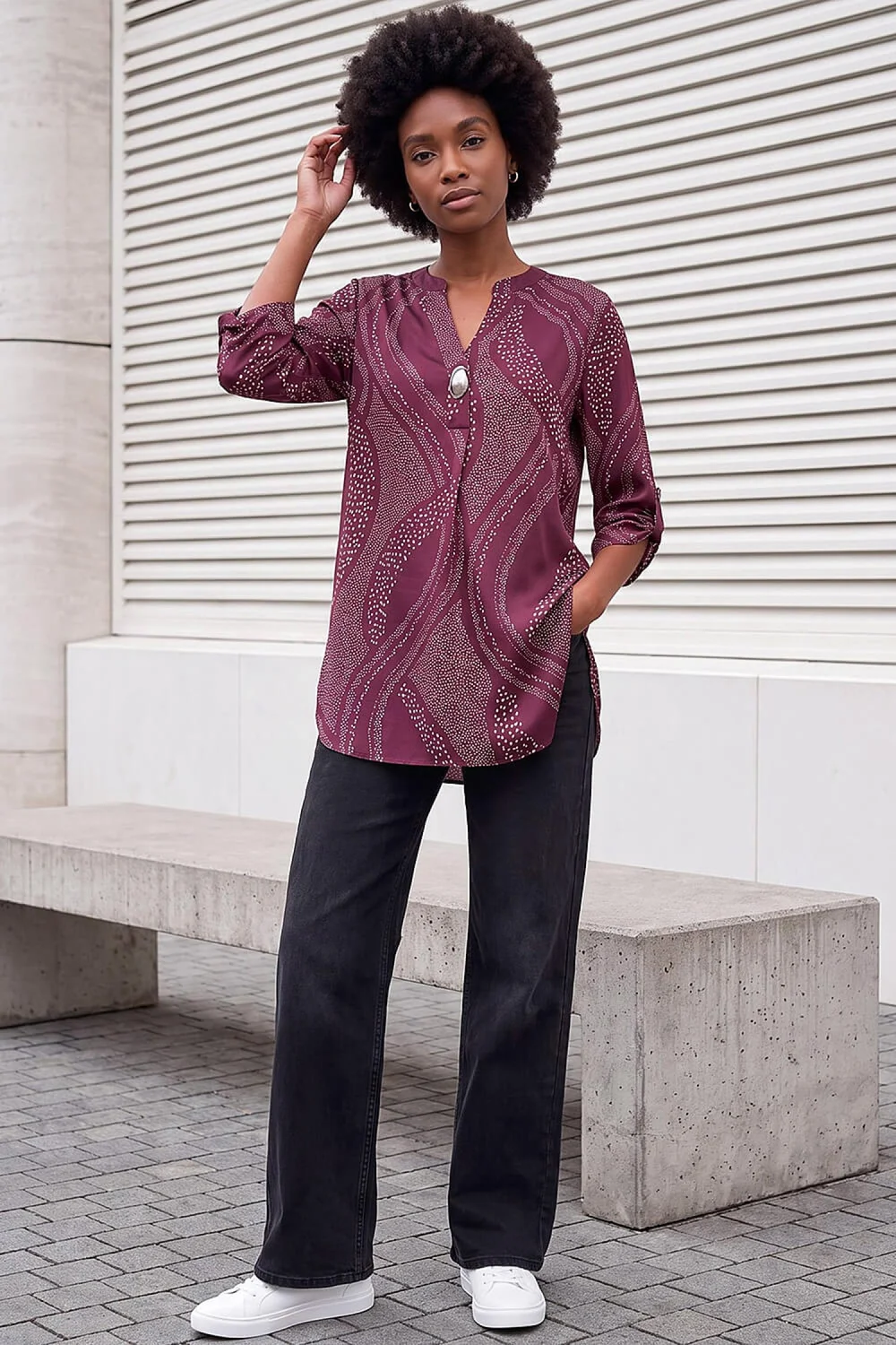 Roman Port Spot Print Longline Top - 18 Image 2