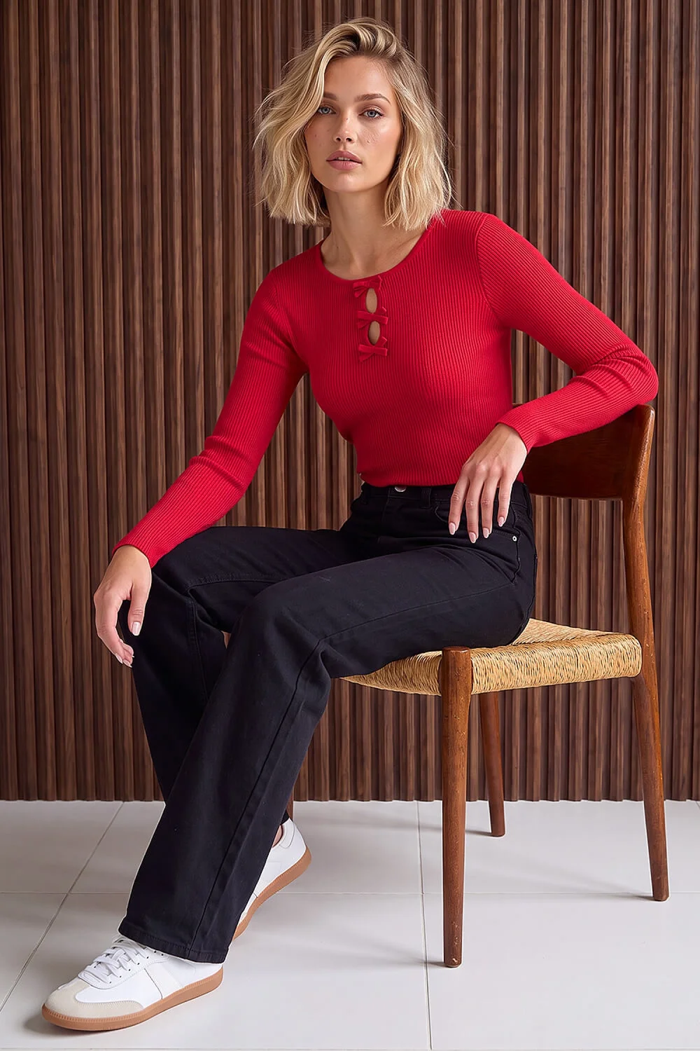 Dusk Red Bow Knit Top - 12 Image 2