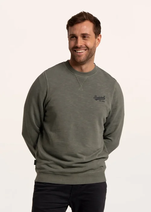 Brakeburn Green Aldridge Garment Dyed Crew Sweat - 2XL Image 1