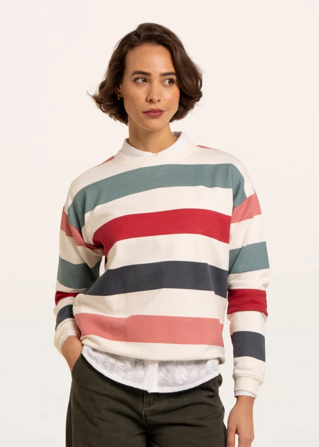 Brakeburn Multi Rockford Striped Drop Shoulder Crew Neck Sweatshirt