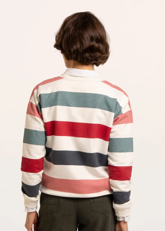 Brakeburn Multi Rockford Striped Drop Shoulder Crew Neck Sweatshirt