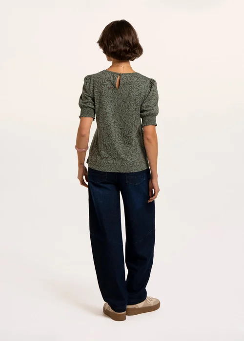 Brakeburn Green Barbe Printed Smocking Cuff Detail T-Shirt - 18 Image 2