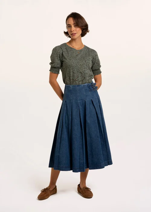 Brakeburn Green Barbe Printed Smocking Cuff Detail T-Shirt - 18 Image 5