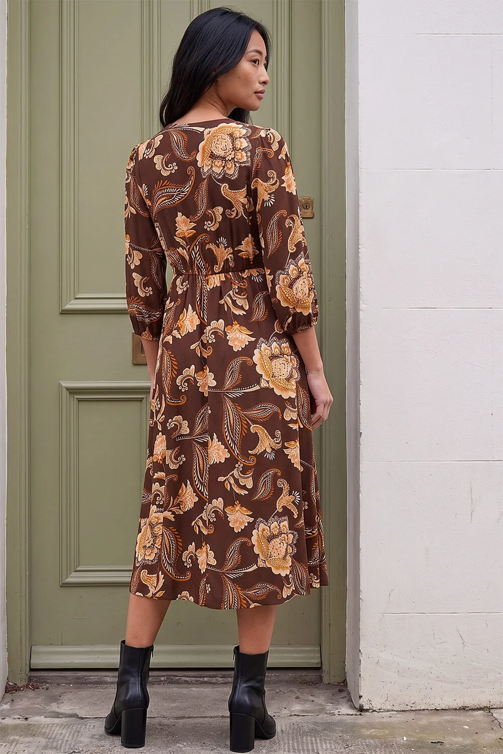 Roman Chocolate Petite Button Midi Dress - 18 Image 3