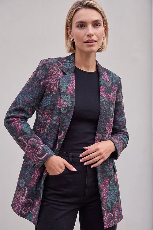 Roman Mauve Floral Edge To Edge Jacket - 10 Image 3