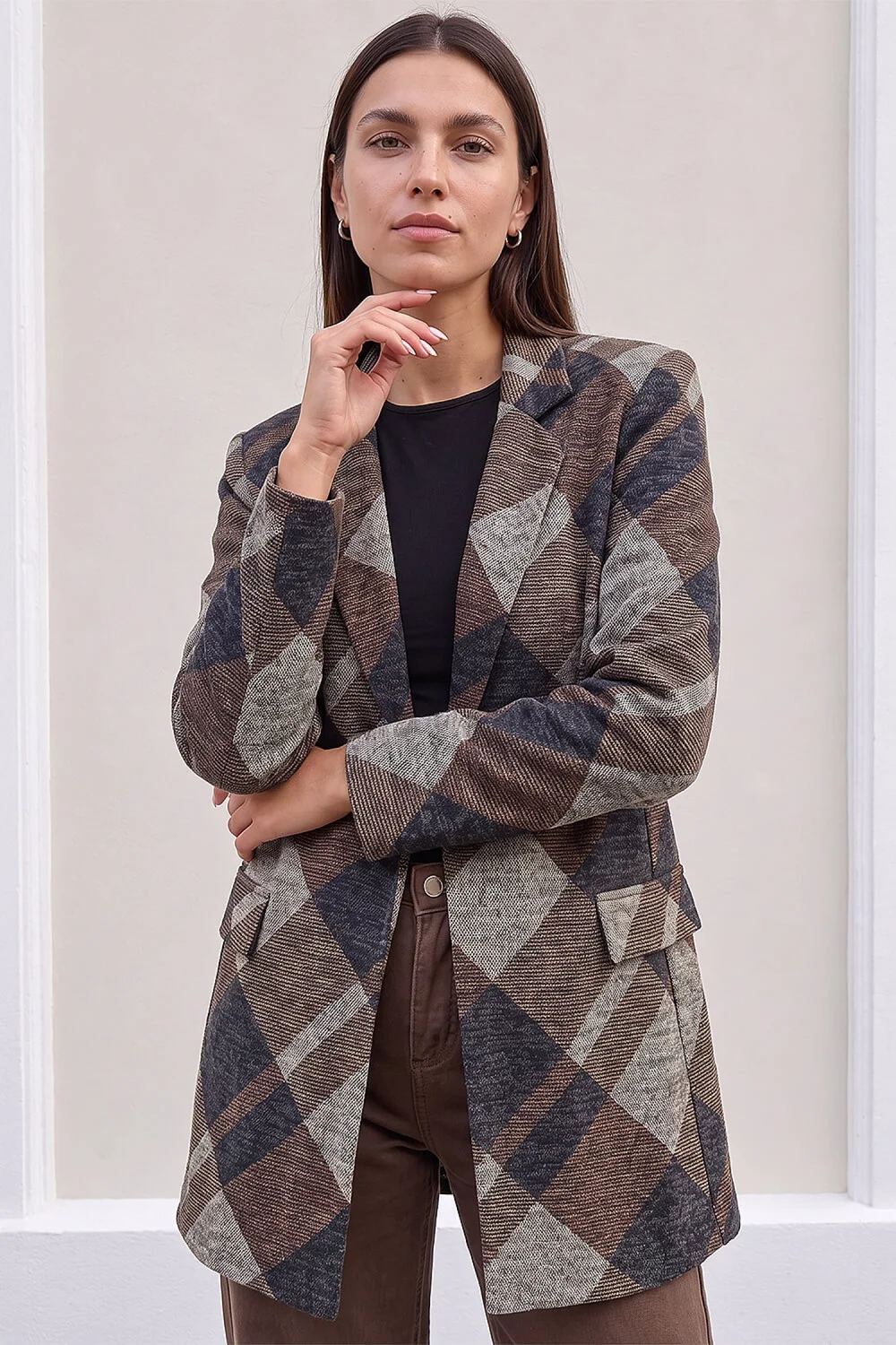 Roman Coffee Check Edge To Edge Jacket - 20 Image 3