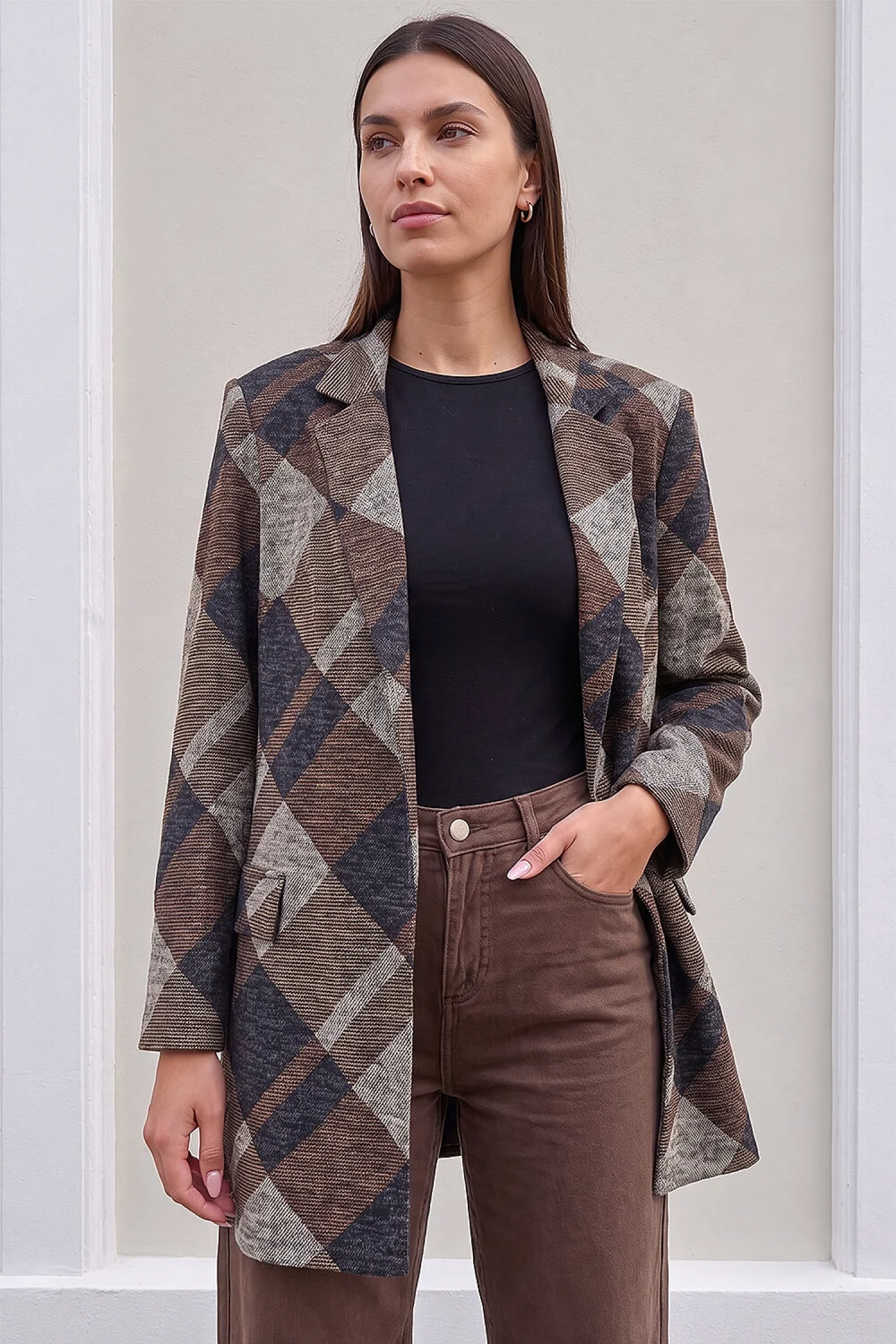 Roman Coffee Check Edge To Edge Jacket - 20 Image 1