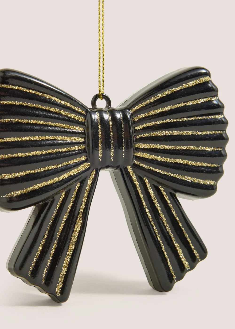 Black & Gold Bow Bauble Decoration Image 2
