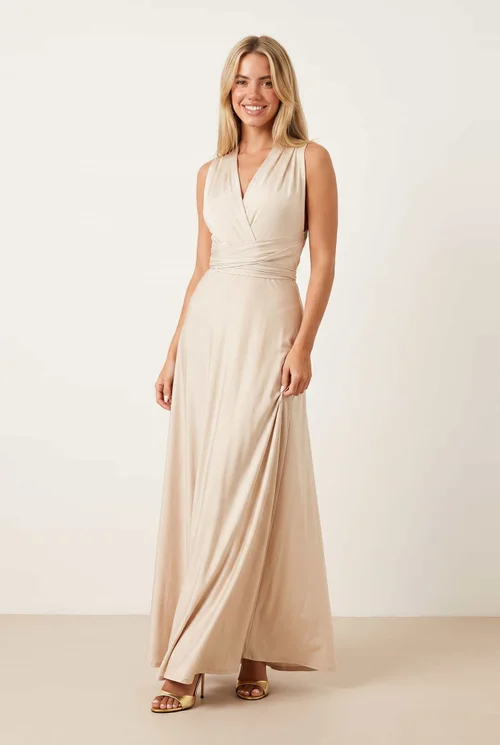 Style Cheat Multi-way Slinky Maxi Dress, Champagne - 14 Image 6
