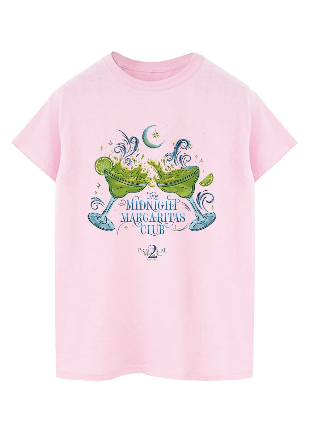 Spiral Galaxy Practical Magic Midnight Margherita Pink Graphic Boyfriend Fit T-Shirt - L Image 1
