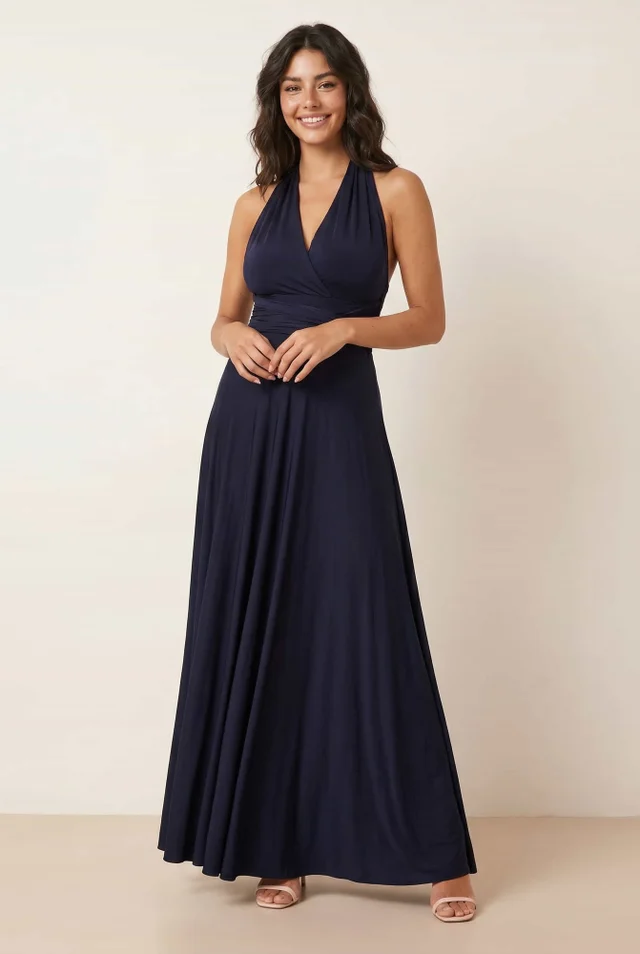 Style Cheat Navy Multiway Slinky Maxi Dress