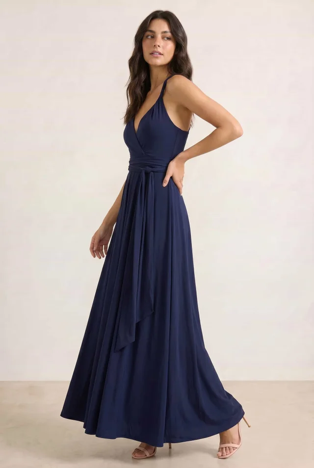 Style Cheat Navy Multiway Slinky Maxi Dress