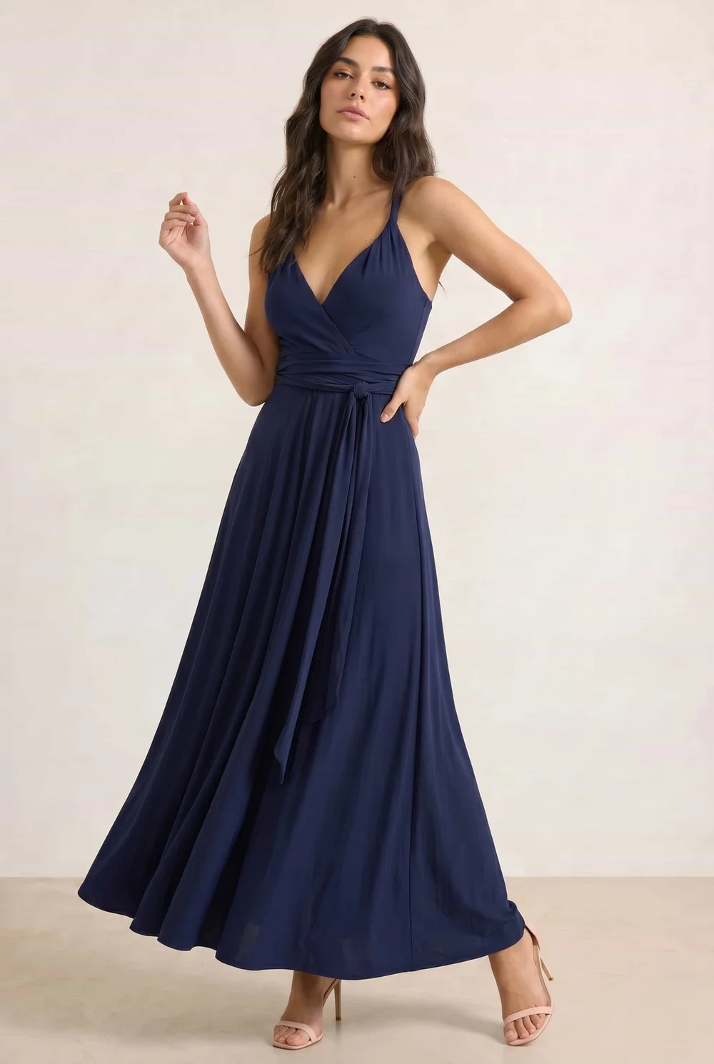 Style Cheat Navy Multiway Slinky Maxi Dress - 10 Image 4