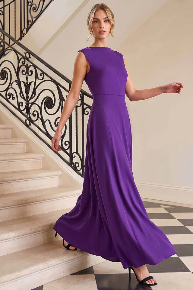 Roman Purple Fit & Flare Midi Dress