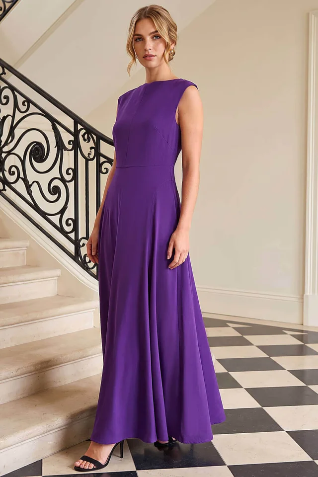 Roman Purple Fit & Flare Midi Dress