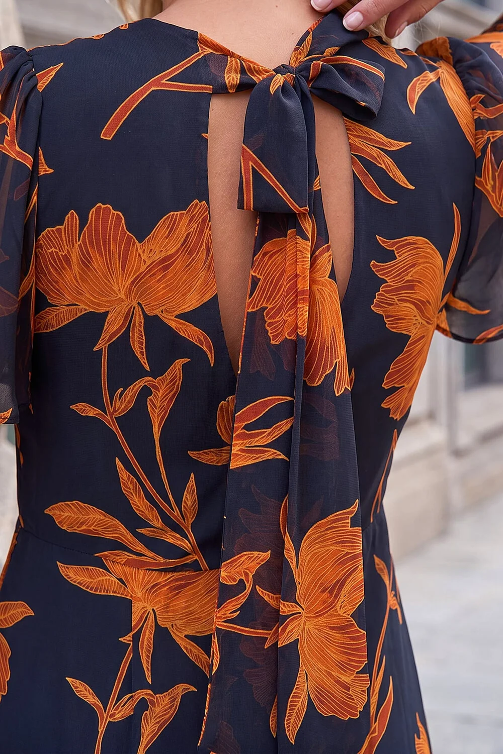 Roman Black Floral Flutter Sleeve Dress - 20 Image 4
