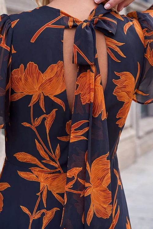 Roman Black Floral Flutter Sleeve Dress - 20 Image 4