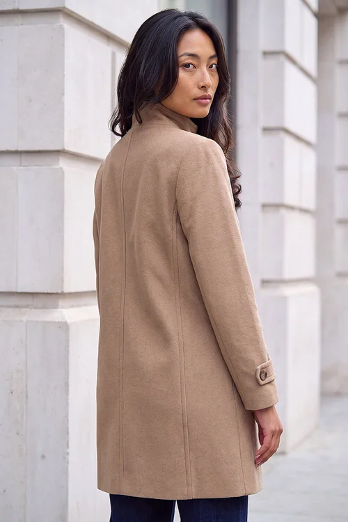 Roman Stone Petite Funnel Neck Double Breasted Coat - 10 Image 4