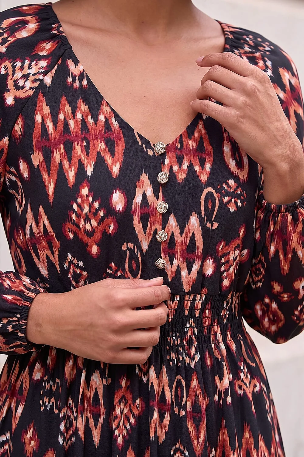 Dusk Black Abstract Frill Dress - 8 Image 4