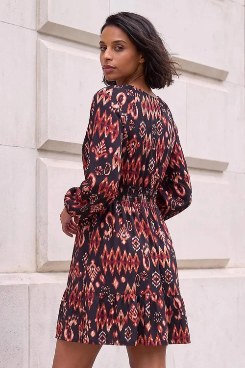 Dusk Black Abstract Frill Dress - 8 Image 3