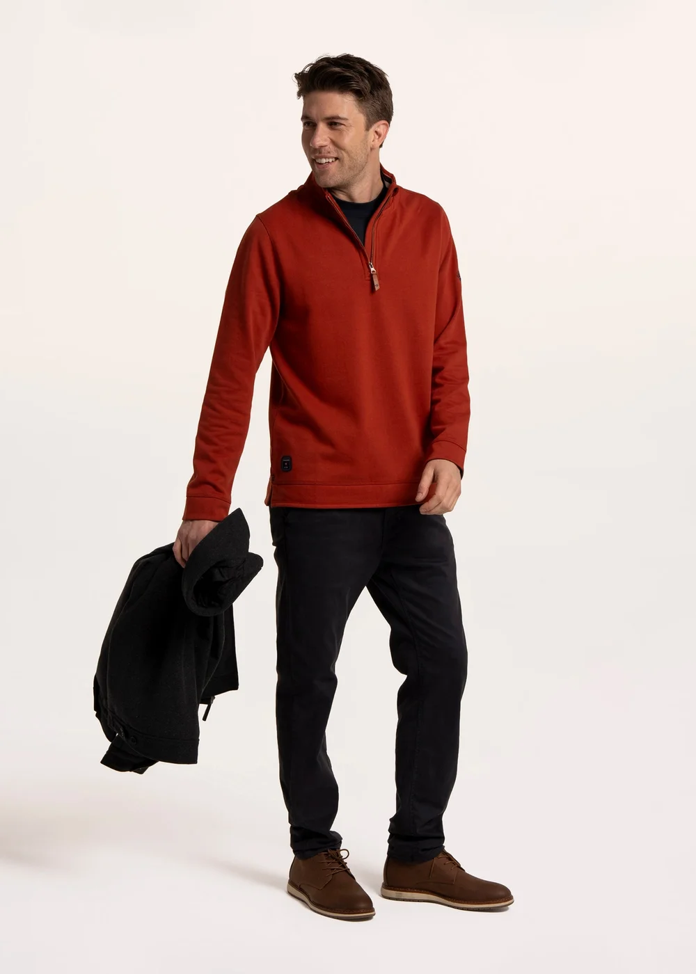 Brakeburn Rust Frampton 1/4 Zip Sweat - S Image 1
