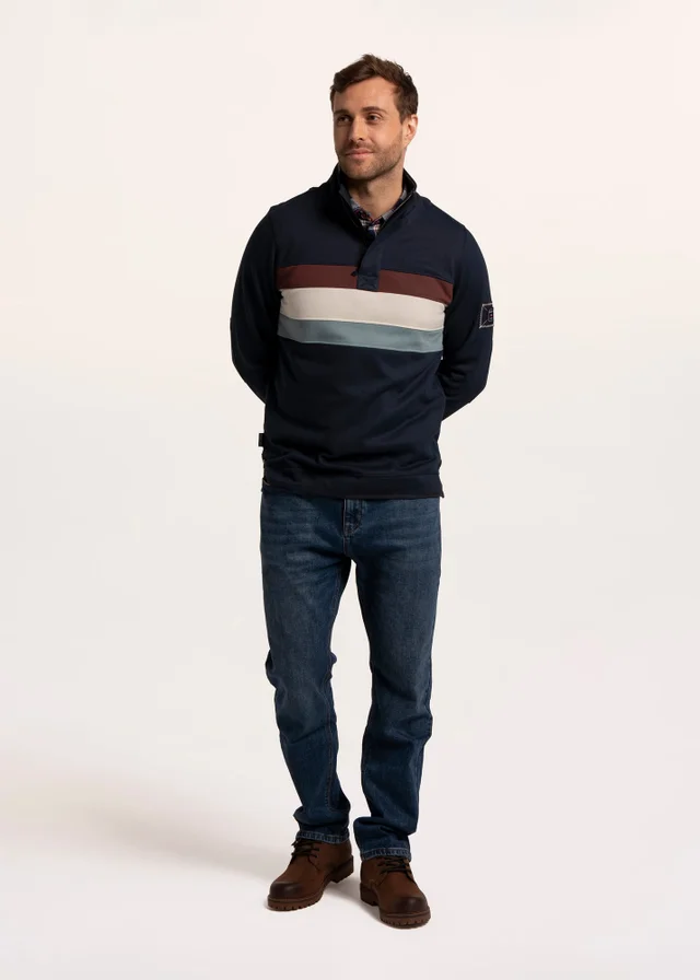 Brakeburn Navy Talbot Chest Panel 1/4 Zip Sweat