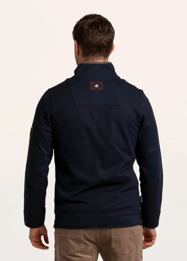 Brakeburn Navy Talbot Chest Panel 1/4 Zip Sweat
