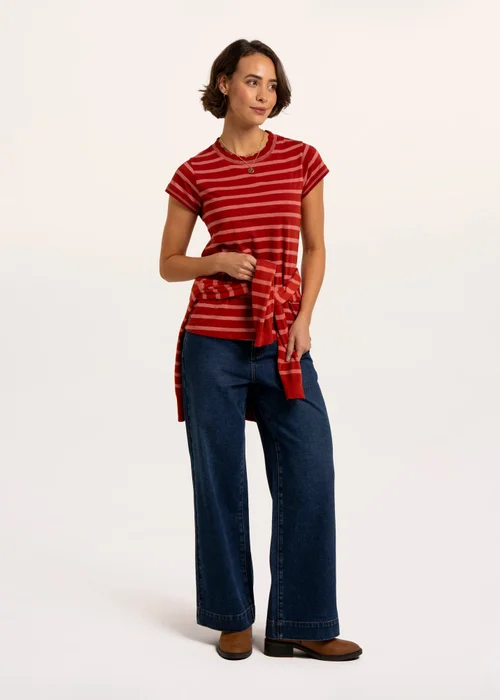 Brakeburn Red Hurst Yarn Dye Stripe Scallop Neck T-Shirt - 14 Image 3