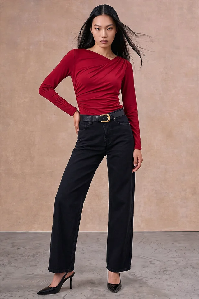 Roman Wine Asymm Slinky Top