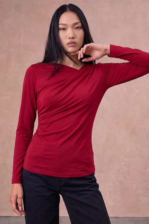 Roman Wine Asymm Slinky Top - 14 Image 1