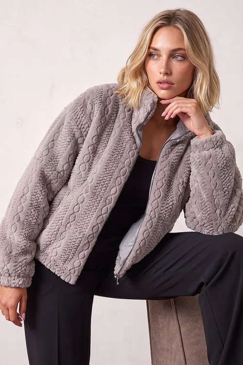 Dusk Grey Padded Fleece Coat - 14 Image 1