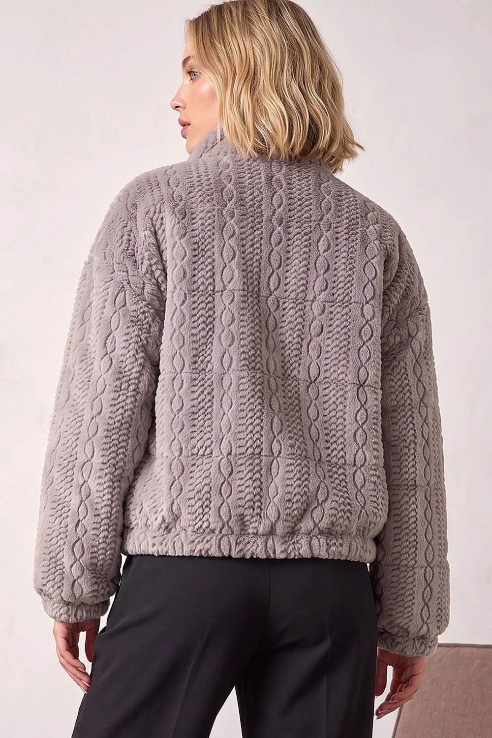 Dusk Grey Padded Fleece Coat - 14 Image 4