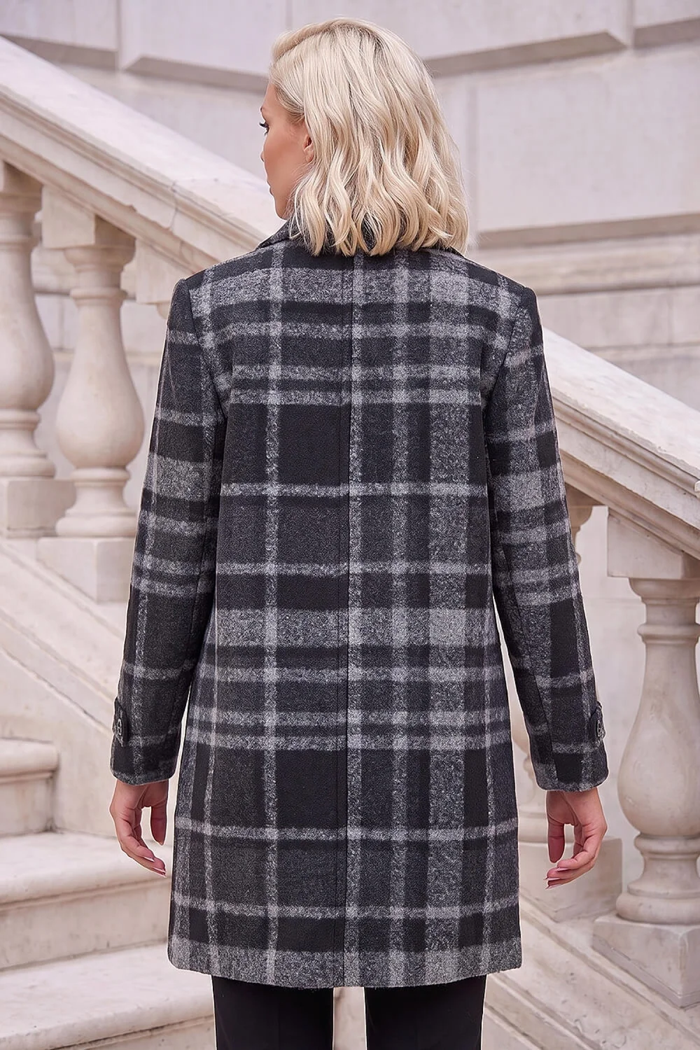 Roman Grey Petite Funnel Neck Double Breasted Coat - 18 Image 3