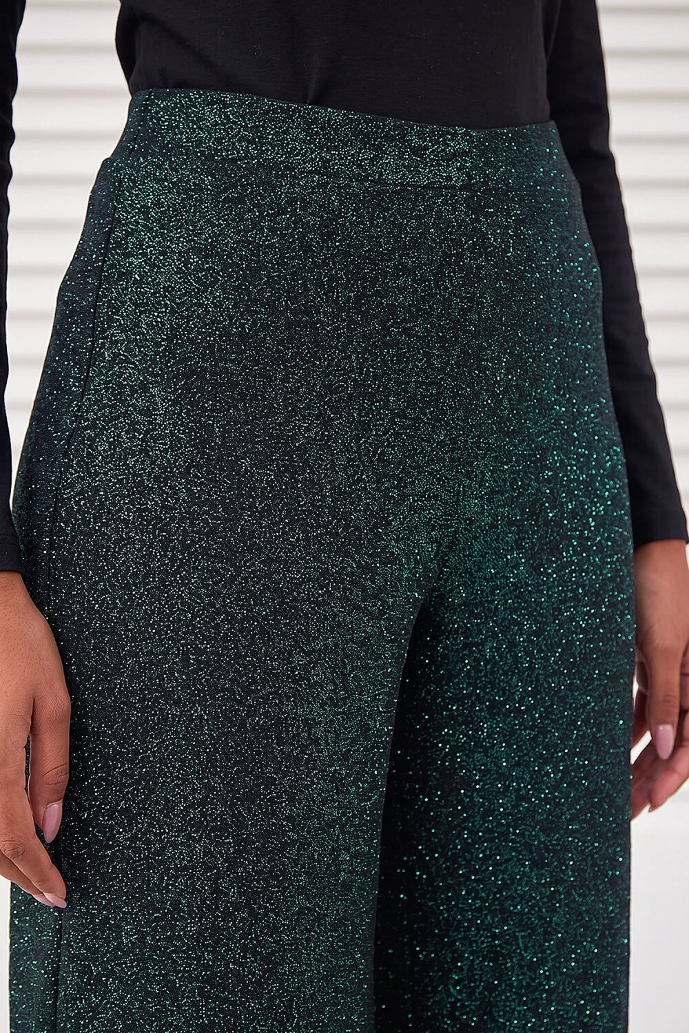 Roman Dark Green Shimmer Stretch Trouser - 10 Image 4