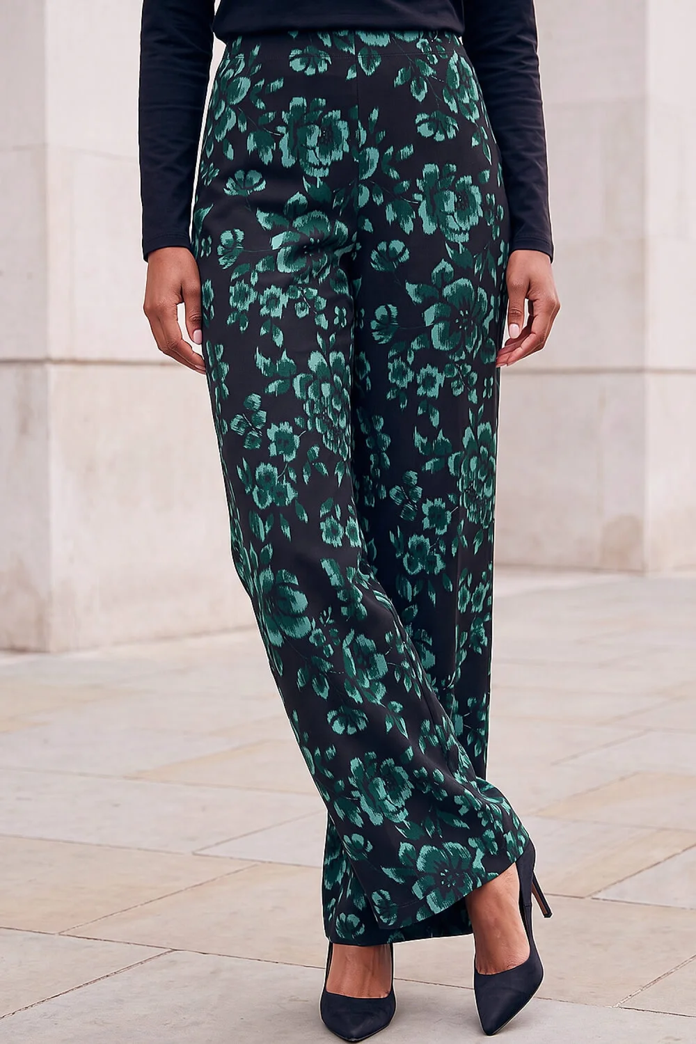 Roman Dark Green Floral Print Trouser - 18 Image 1