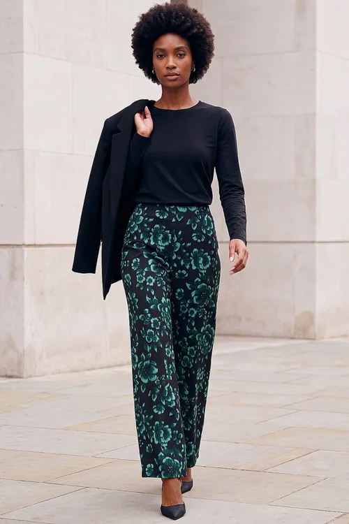 Roman Dark Green Floral Print Trouser - 18 Image 2