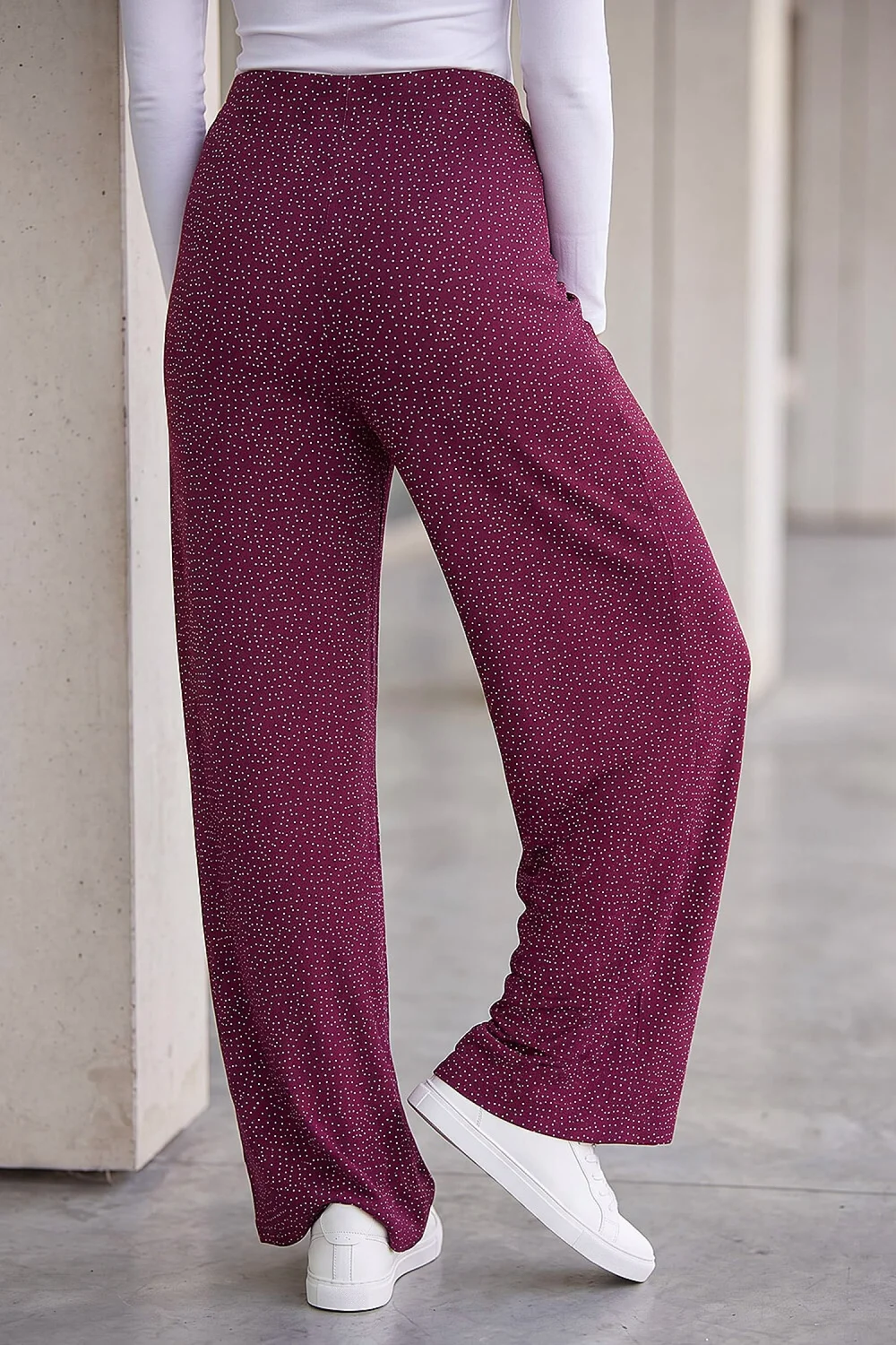 Roman Burgundy All Over Spot Print Trouser - 14 Image 3