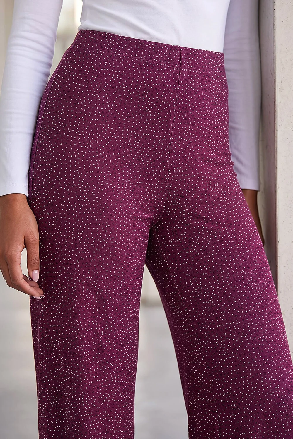 Roman Burgundy All Over Spot Print Trouser - 14 Image 4