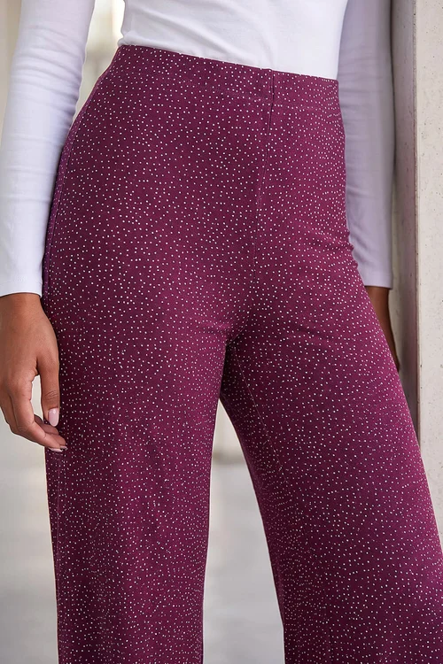 Roman Burgundy All Over Spot Print Trouser - 14 Image 4