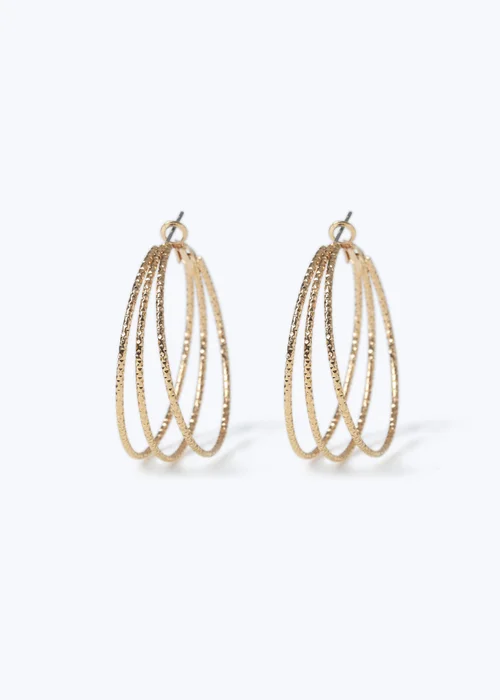 Muse Gold XL 4 Row Hoop Earrings - One Size Image 1