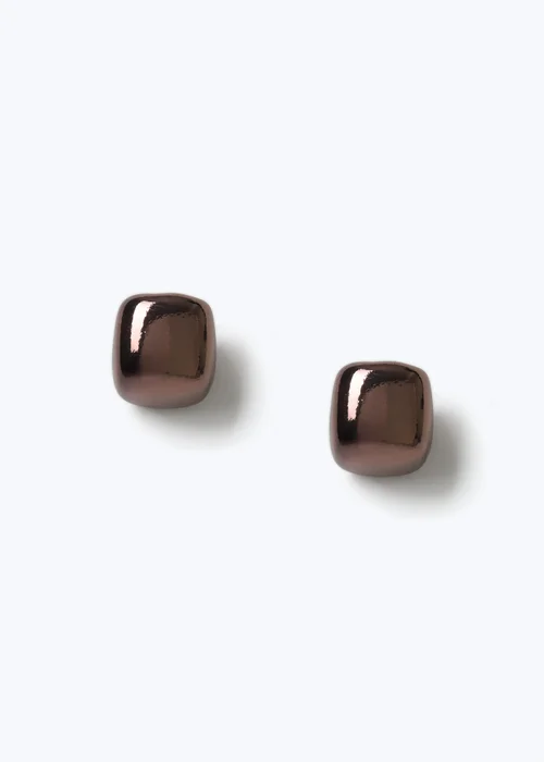 Muse Brown Plated Domed Earrings - One Size Image 1