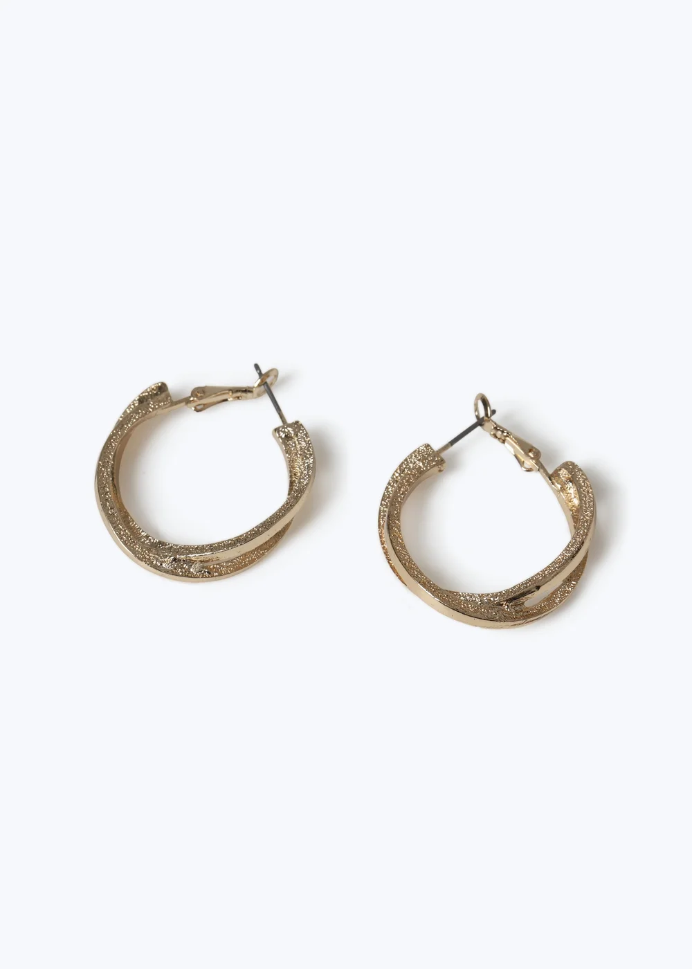 Muse Gold Sandblast Double Hoop Earrings - One Size Image 2