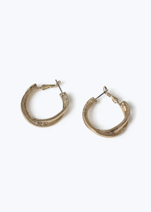 Muse Gold Sandblast Double Hoop Earrings - One Size Image 2