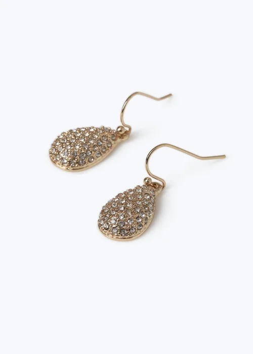 Muse Gold Teardrop Pave Earrings - One Size Image 2