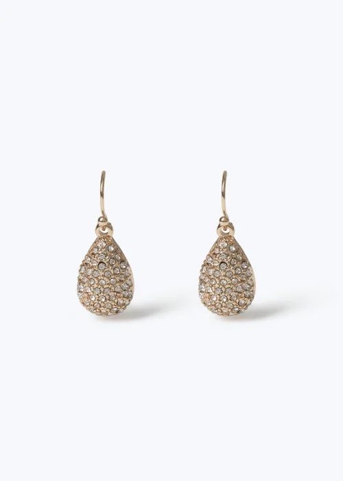 Muse Gold Teardrop Pave Earrings - One Size Image 1
