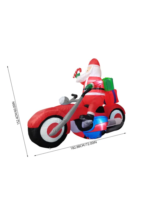 Lifeideas Red Santa on Motorcycle Christmas Inflatable Model Decoration with LED Lights 6FT/1.8M - One Size Image 2