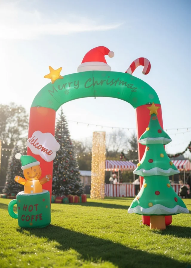 Lifeideas Green Christmas Blow-up Archway Inflatable Model Decoration 9FT/2.7M