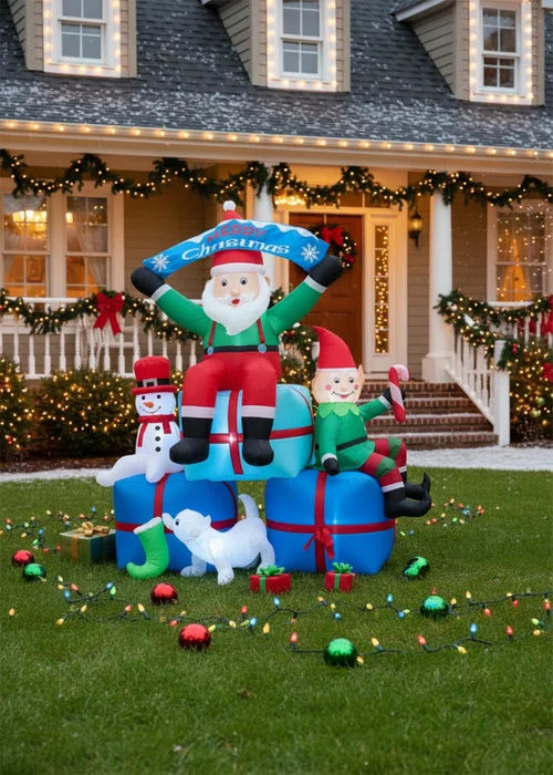 Lifeideas Multicoloured Christmas Inflatable Outdoor Decorations with LED Lights 2.2m - One Size Image 1