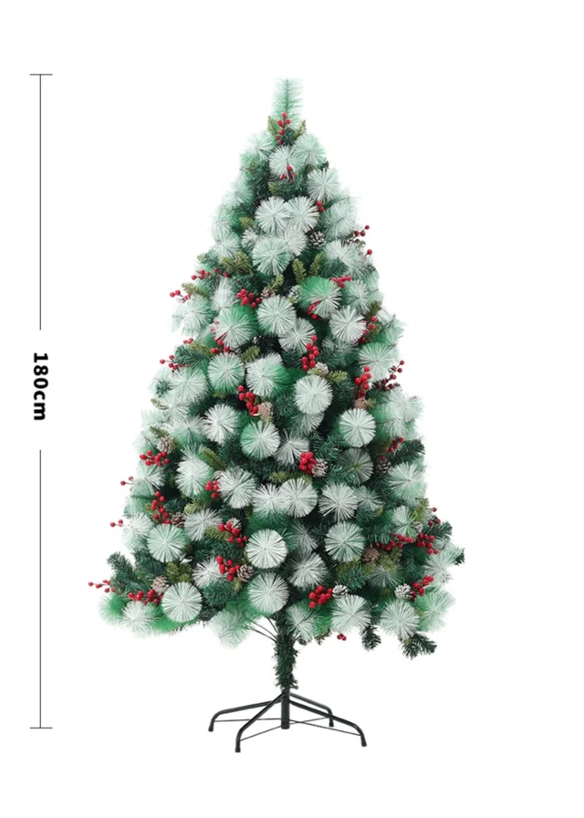 Lifeideas Multicoloured Artificial Green Flocked Full Christmas Tree with Stand 1.8m